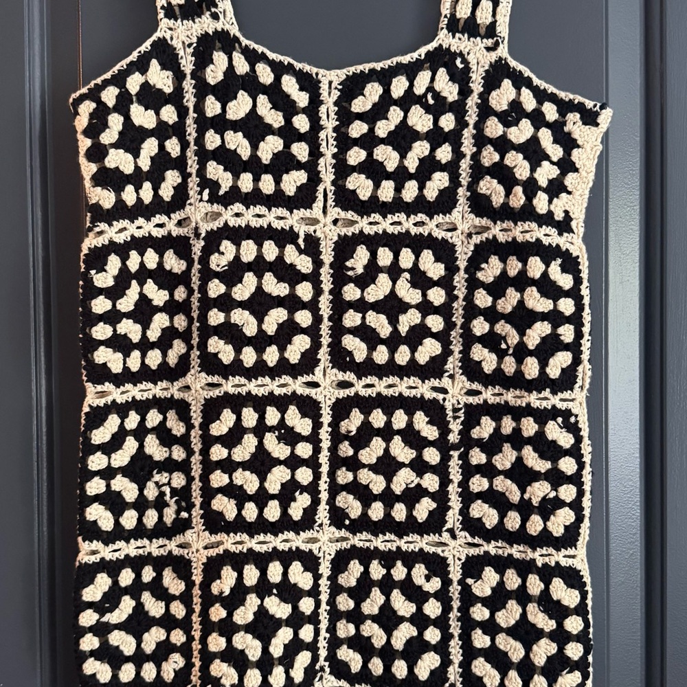 Vici Black and Cream Crochet Dress/Cover-Up